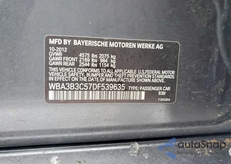 2013 BMW 328 Xi from USA, damaged, VIN WBA3B3C57DF539635